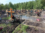 Вода на Ново-Макарьевском кладбище в Кирове нарушает законы физики